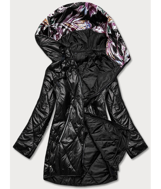 Dámska jarná bunda s ozdobnou kapucňou MODA8126BIG čierna