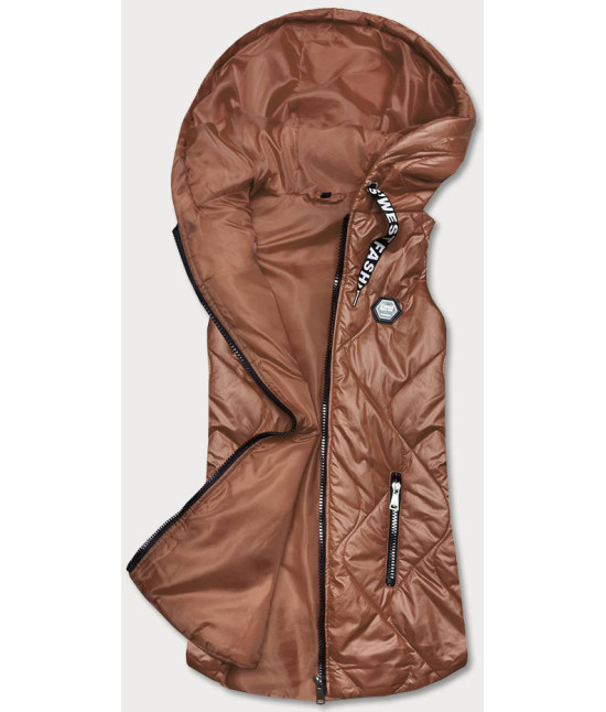 Upraviť: Dámska vesta s kapucňou MODA0129  karamelová