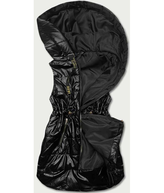 Dámska lesklá vesta s kapucňou MODA8131BIG čierna