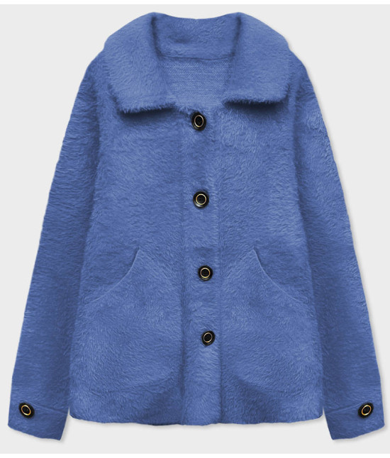 Krátky dámsky kabát alpaka MODA537 modrý